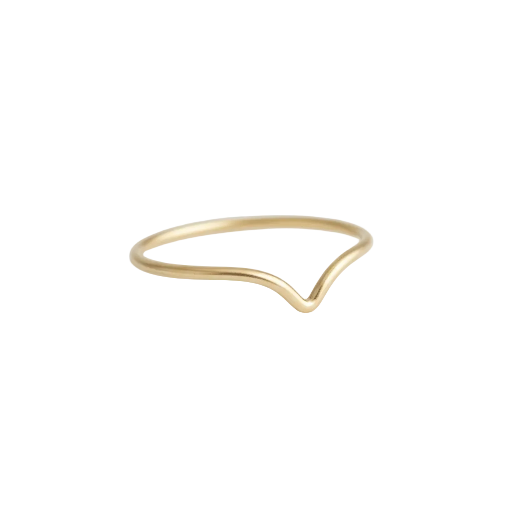 Plain Chevron V-Shape Gold Ring Angled White Background HD