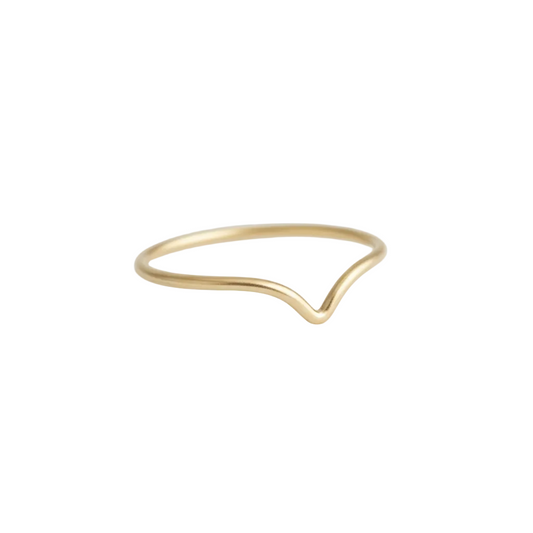 Plain Chevron V-Shape Gold Ring Angled White Background HD
