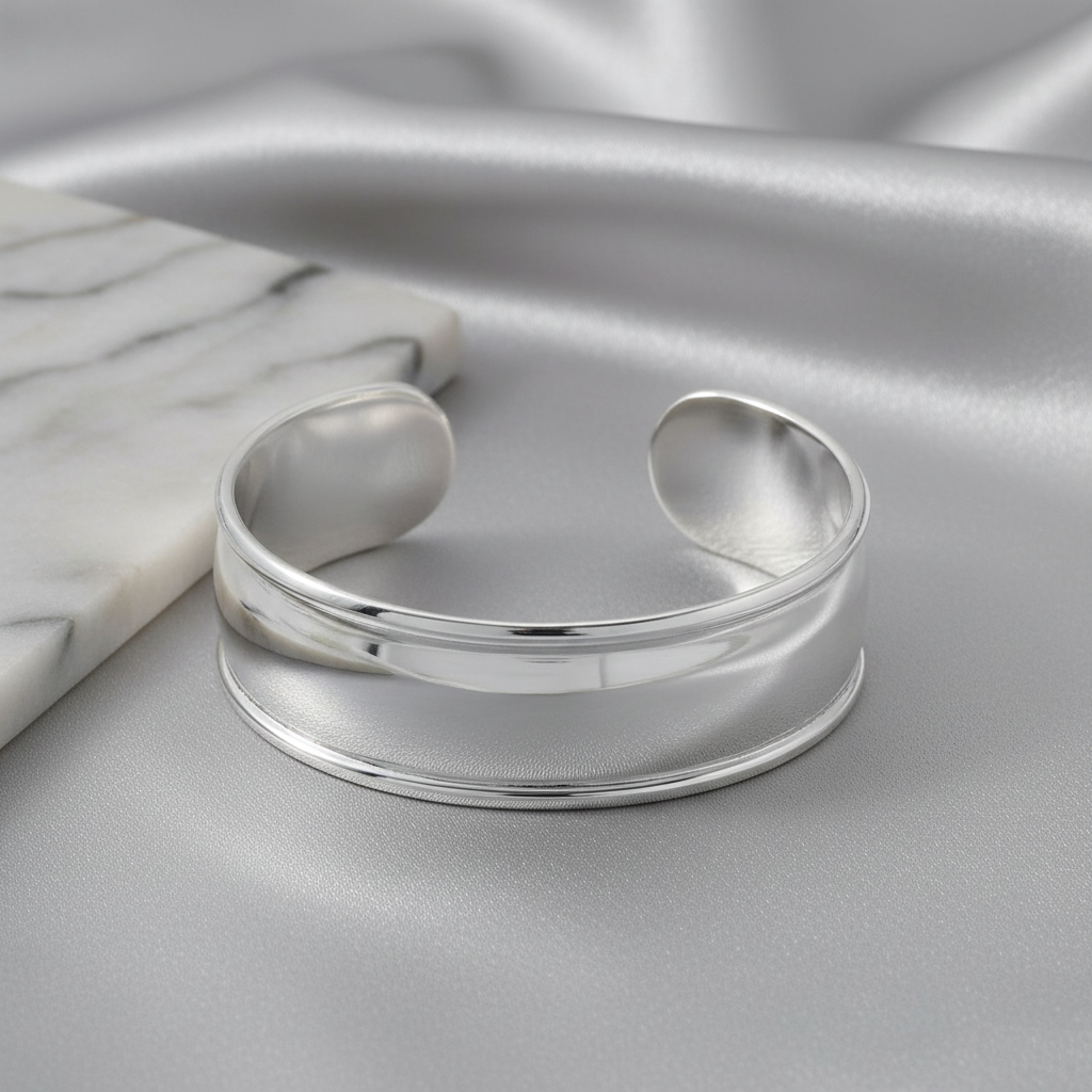 Polished cuff bracelet with elegant background