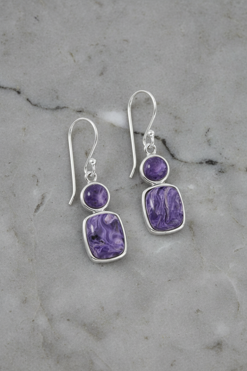 Purple harmony drops on grey stone