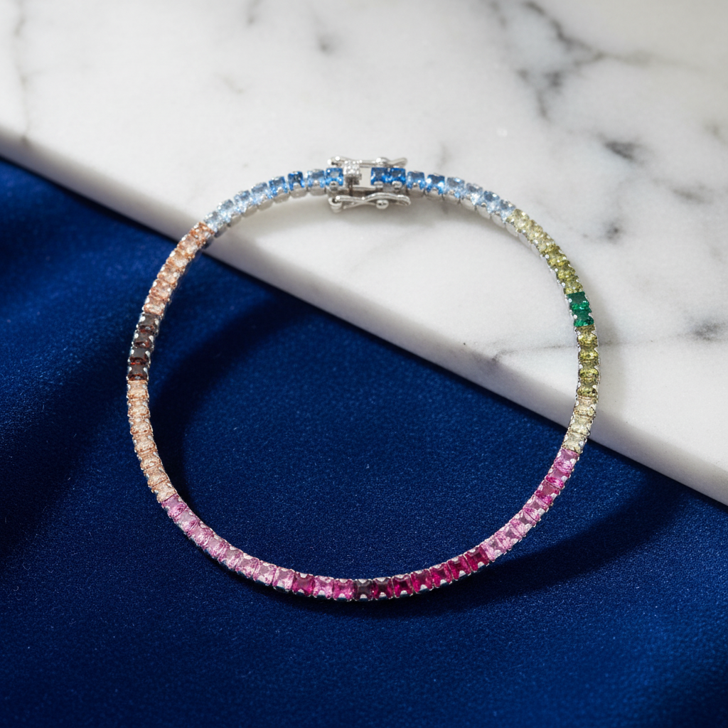 Rainbow Gemstone Bracelet with Background