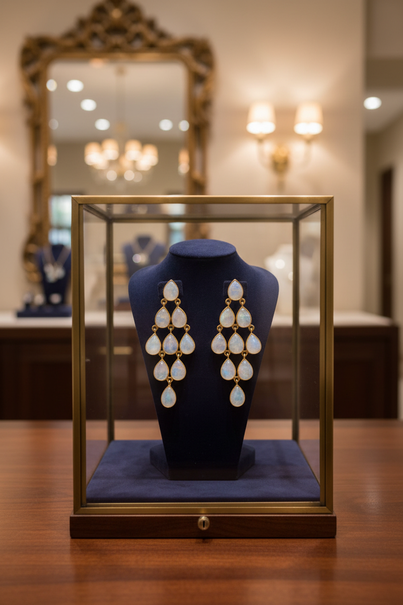 Refined Jewelry Display Moonstone Chandelier