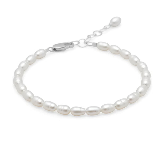 Rice Pearl Bracelet - Sterling Silver Dainty Design