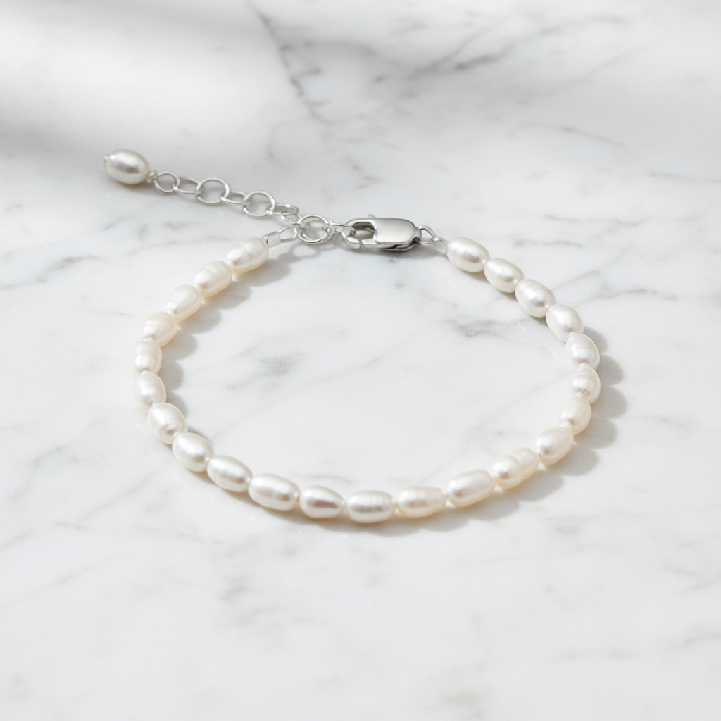 Rice pearl bracelet with elegant background