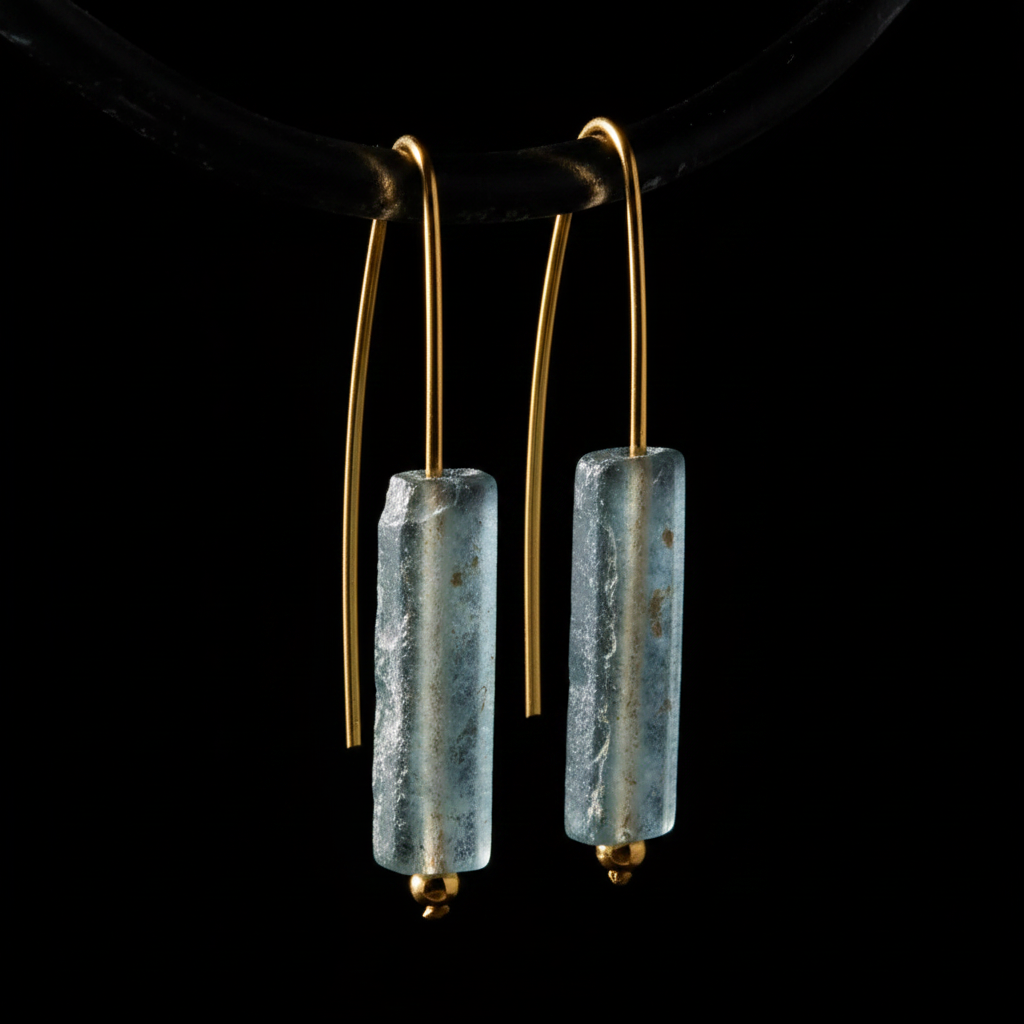 Roman Glass Bar Earrings - Black Background