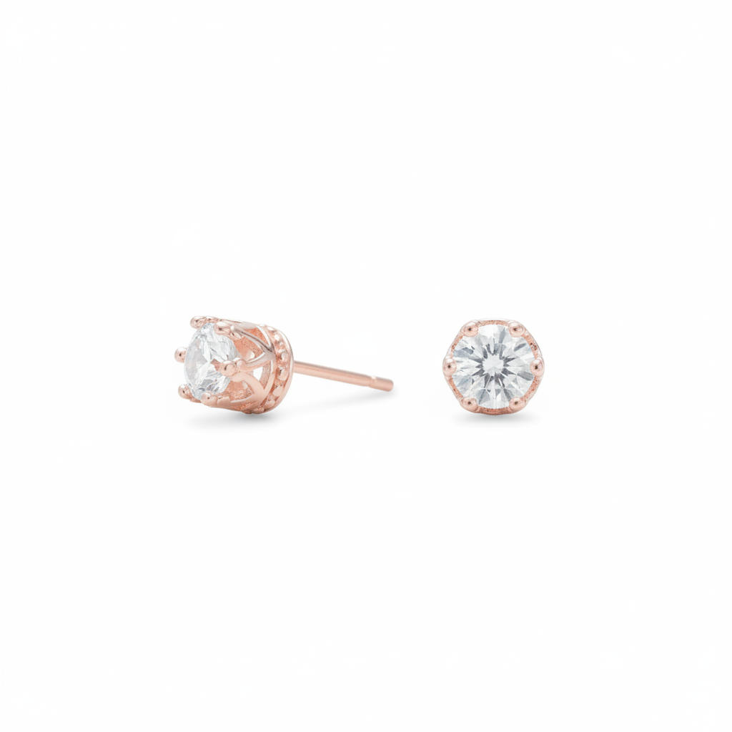 Rose Gold Crown CZ White Background 1