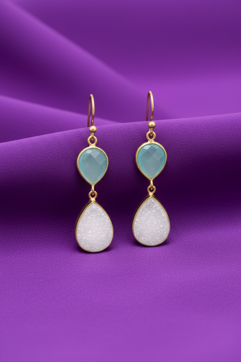 Royal Purple Fabric Chalcedony Druzy