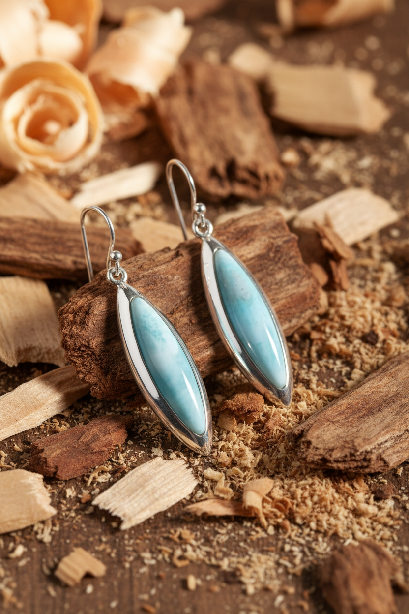 Scattered Wood Chips Marquise Larimar