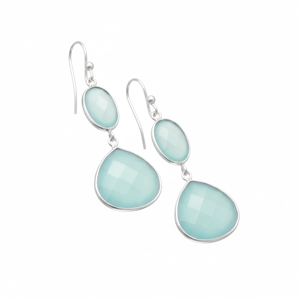 Sea Green Chalcedony Pure White Angled
