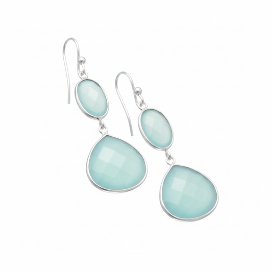 Sea Green Chalcedony Pure White Angled