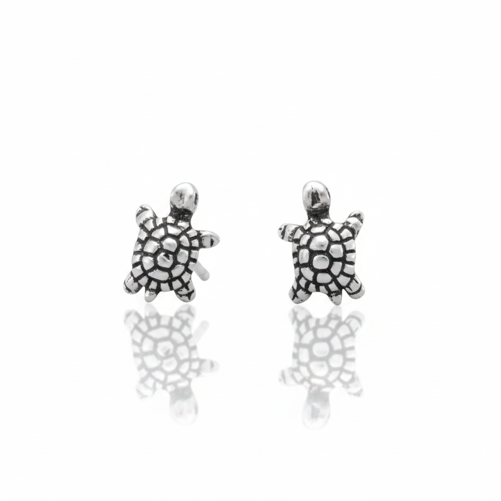 Sea Turtle Stud Earrings - White Background