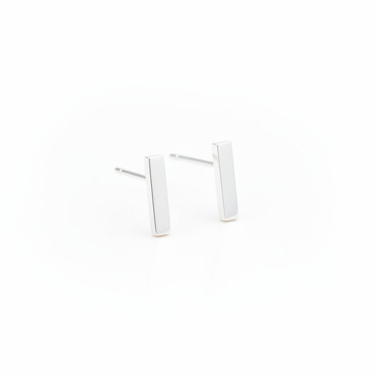 Silver Bar Studs White Angled