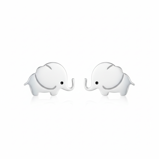 Sterling silver elephant studs symmetrical view