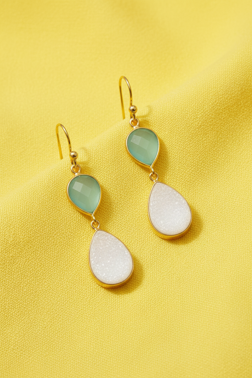 Sunny Yellow Fabric Chalcedony Druzy
