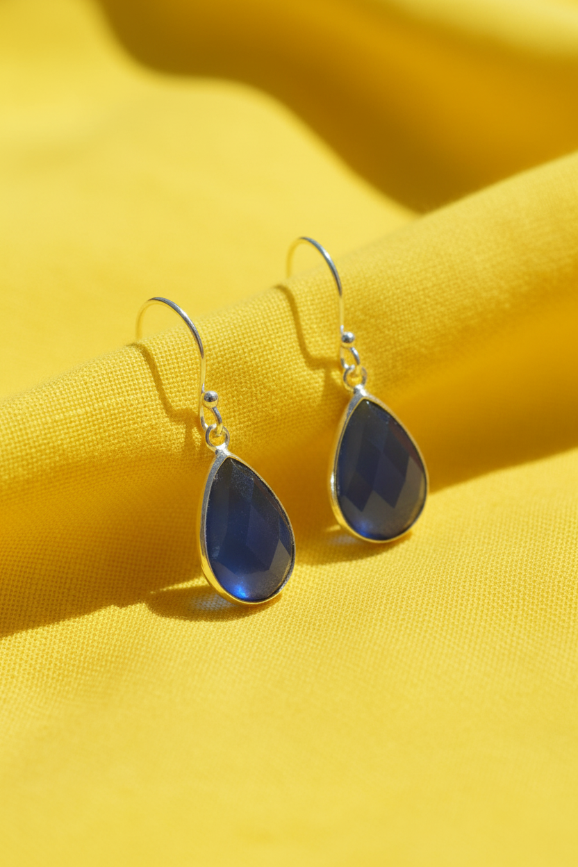 Sunny Yellow Fabric Dark Blue Chalcedony
