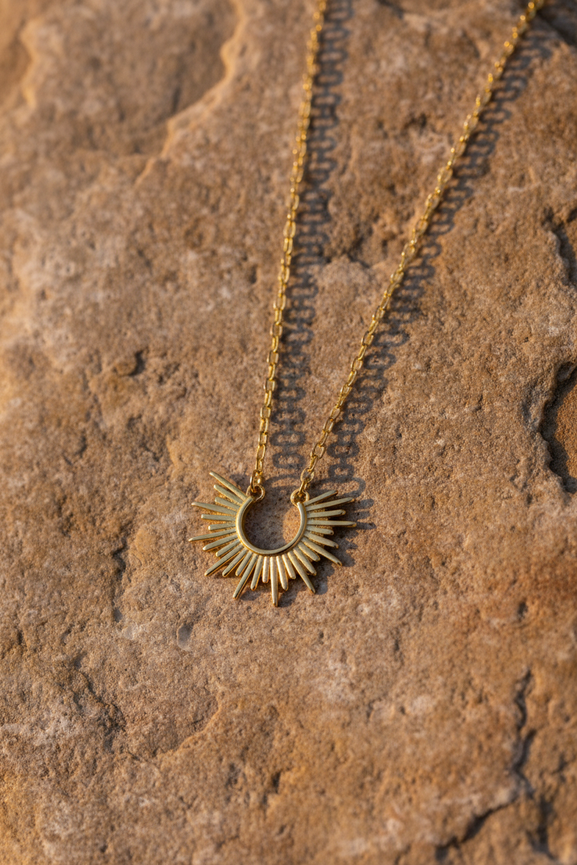 Textured Stone Sunburst Necklace