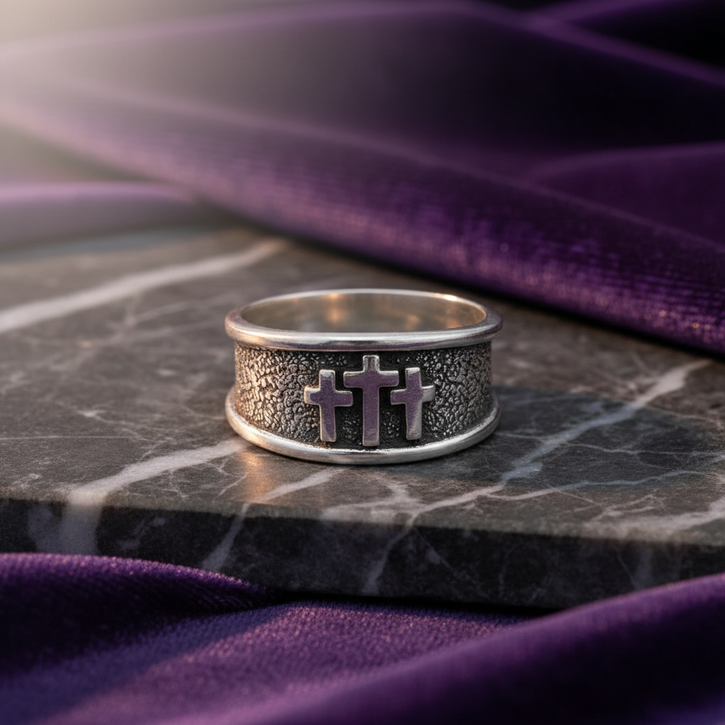 Three crosses ring with elegant background