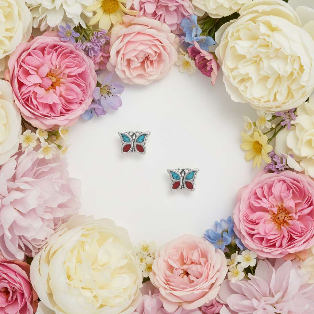 Top-down flat lay on flowers