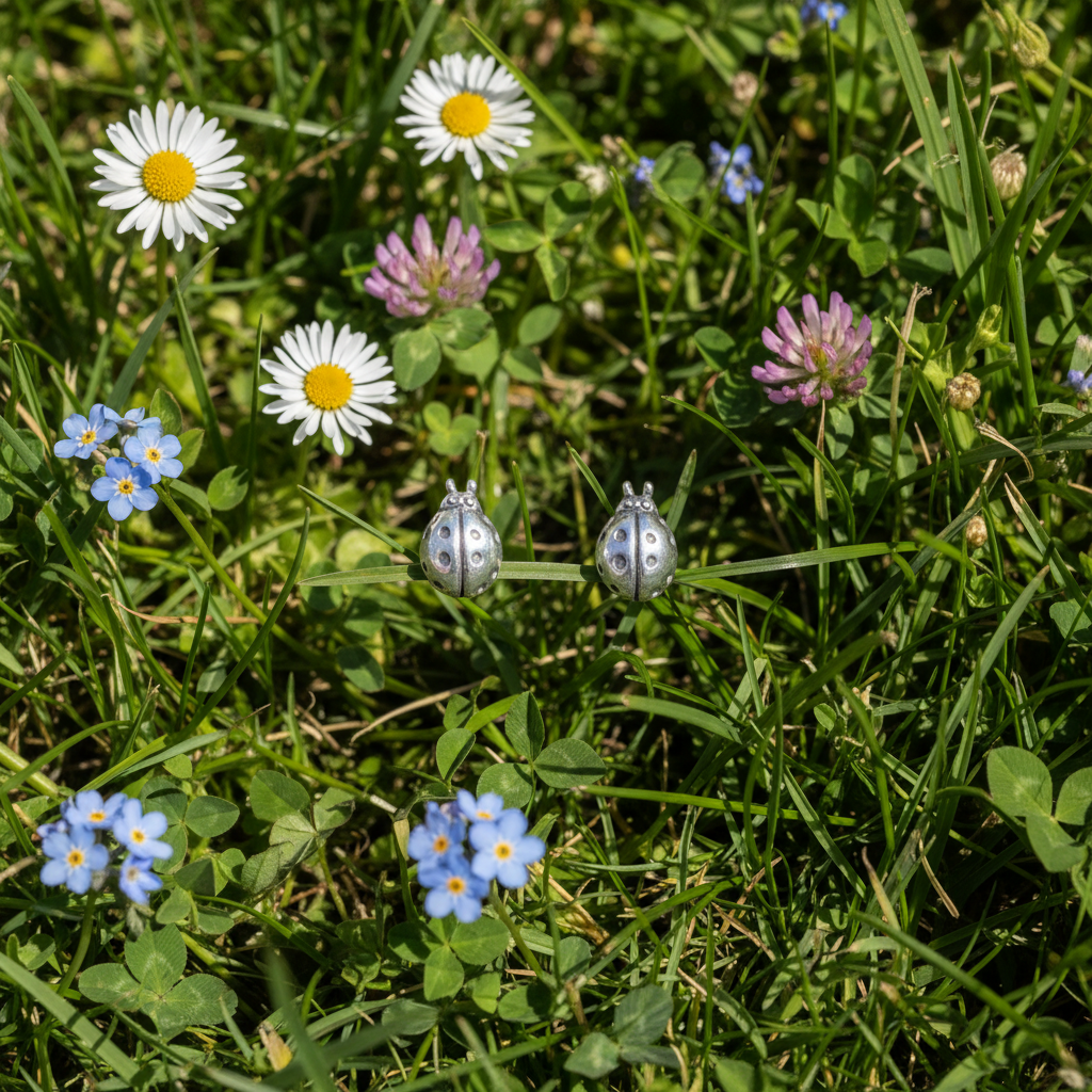 Top-down flat lay on grass