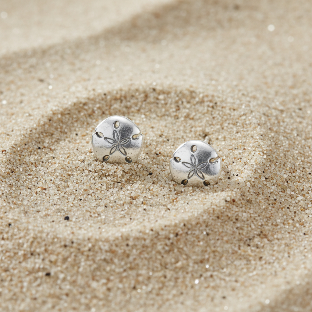 Top-down flat lay on sand