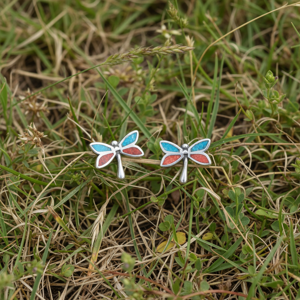 Top-down flat lay on wild grass