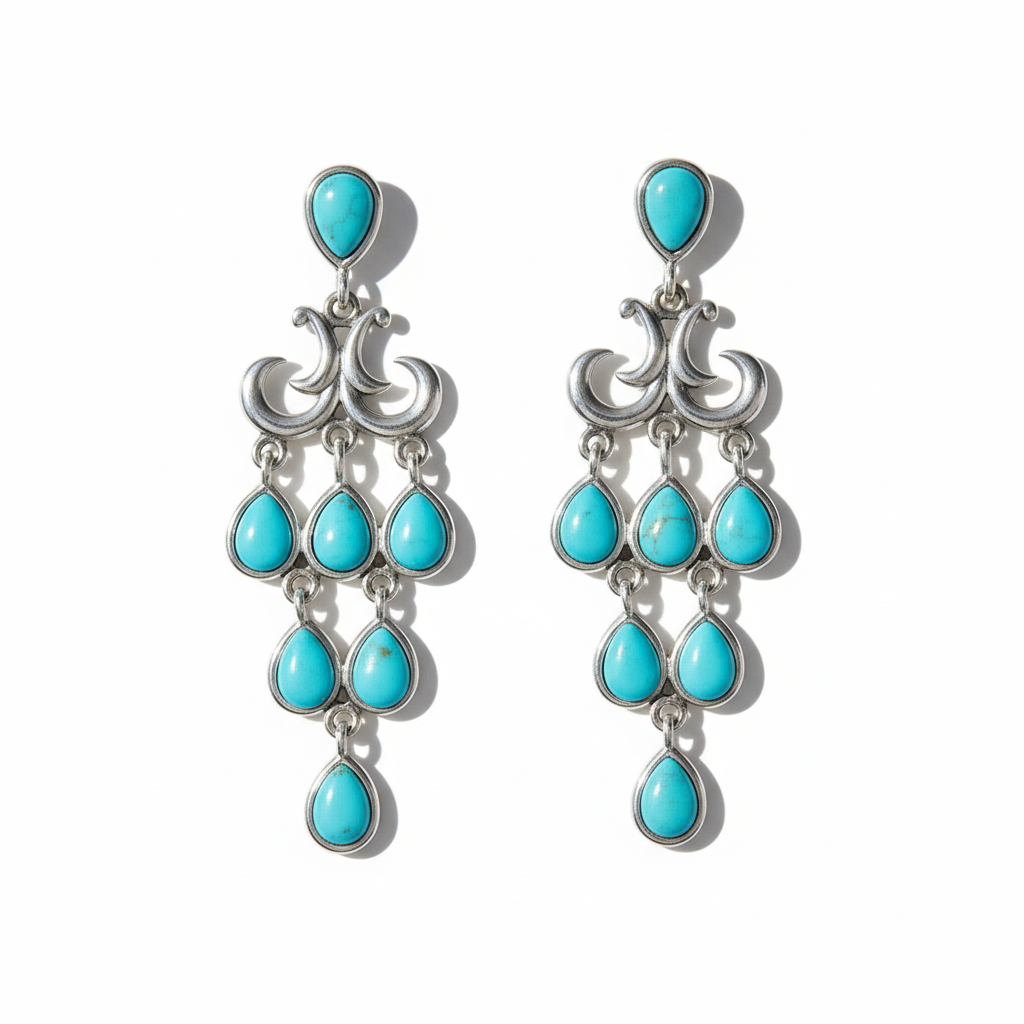 Turquoise cascade design detail close-up