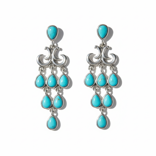 Turquoise cascade design detail close-up