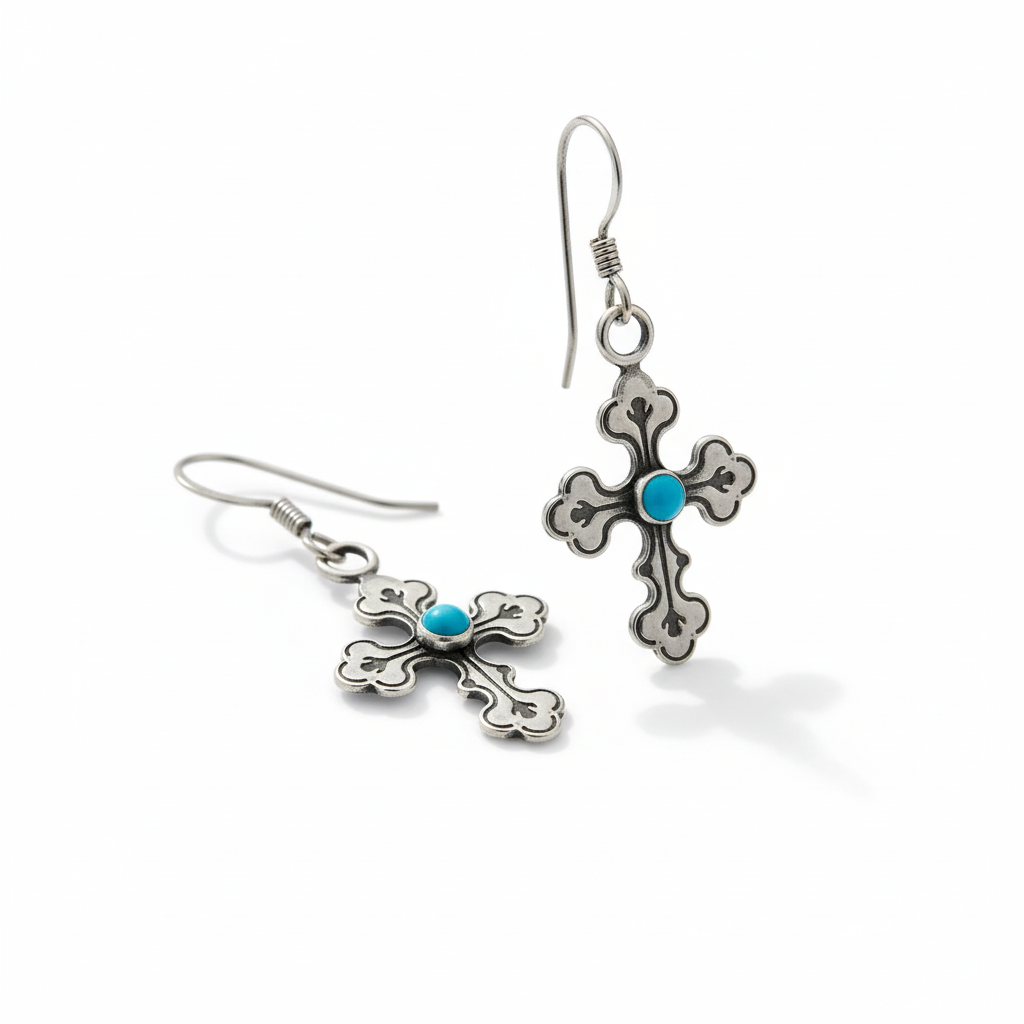 Turquoise Cross White Angled
