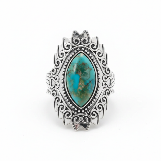 Turquoise Crown Ring White Background