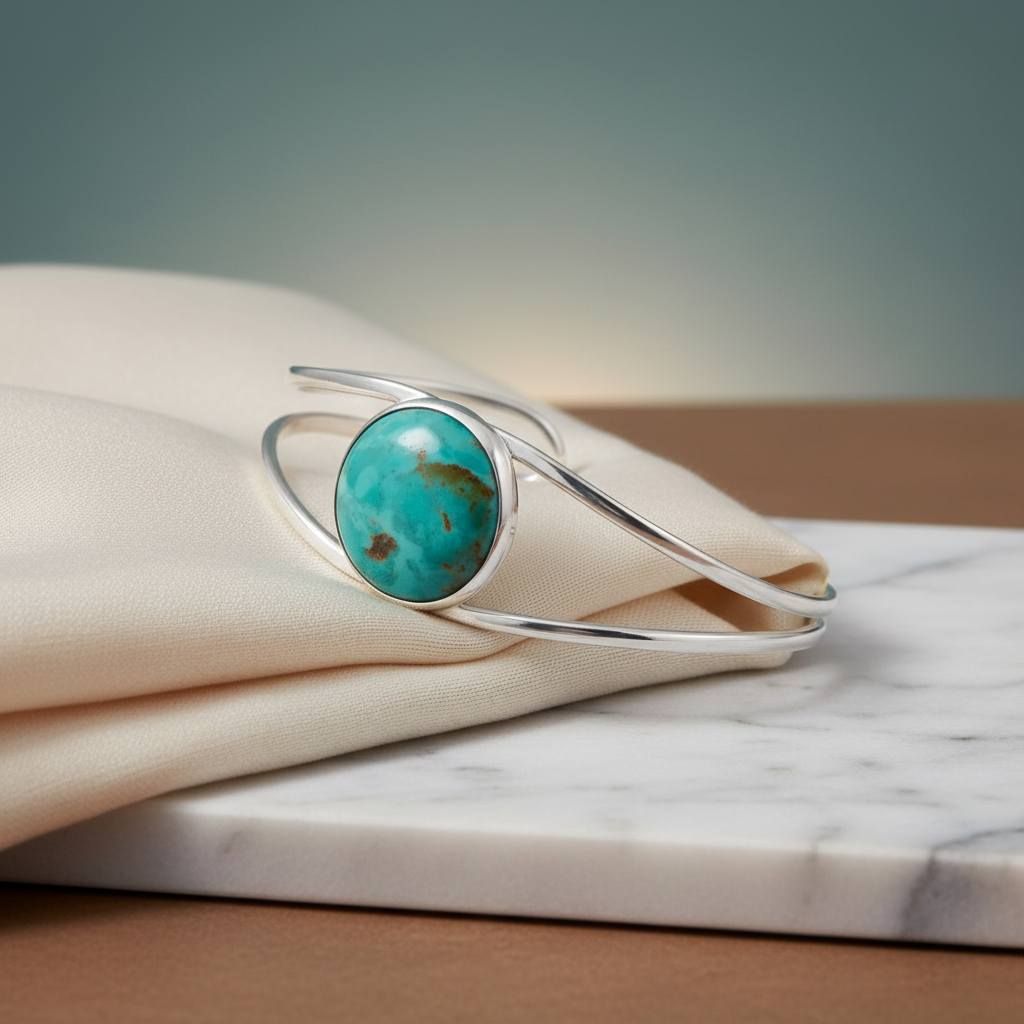 Turquoise cuff bracelet with elegant background