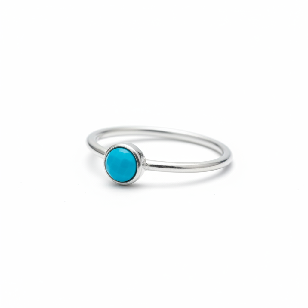 Turquoise Silver Ring Angled White Background HD