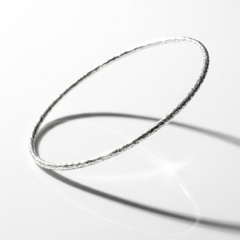 Modern Minimalist Bangle - Diamond Cut Sterling Silver Wire