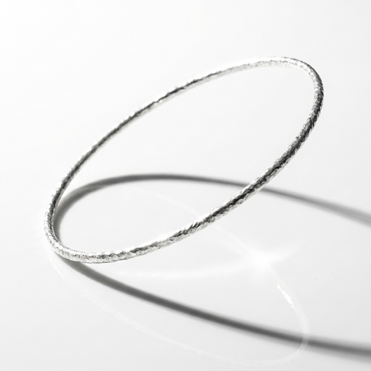 Modern Minimalist Bangle - Diamond Cut Sterling Silver Wire