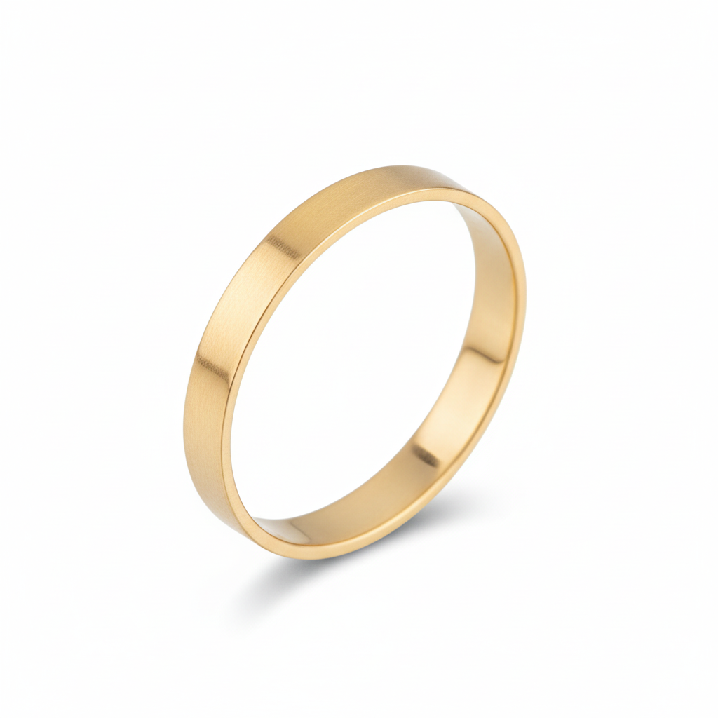 Yellow Gold Flat Band Ring White Background HD