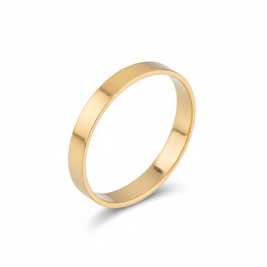 Yellow Gold Flat Band Ring White Background HD